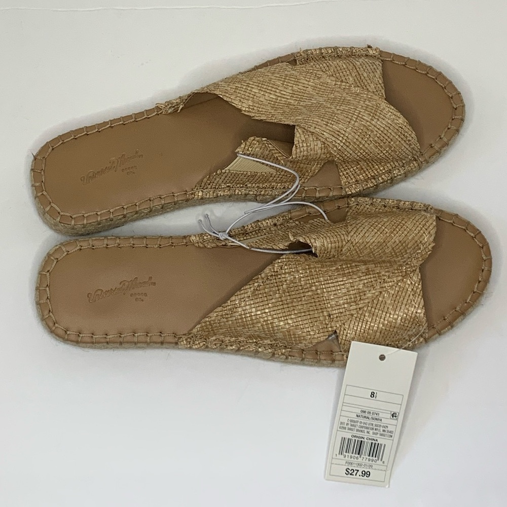 Universal Thread Sonya Woven Crossband Slide Sandals Natural size 8.5 NWT